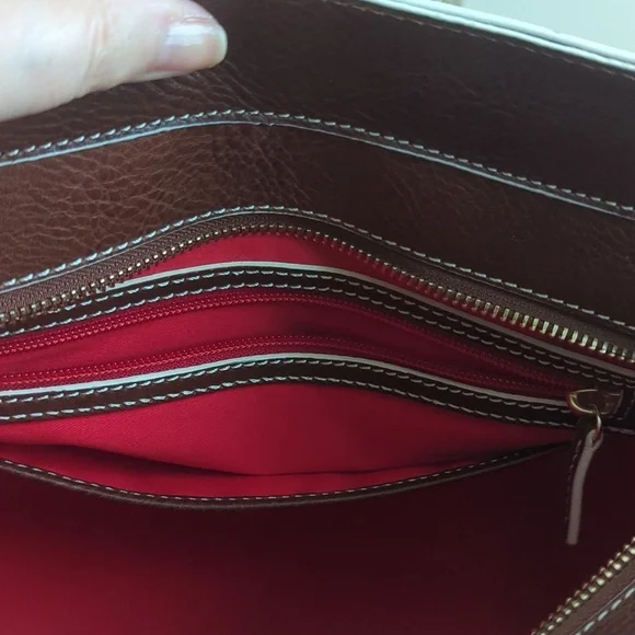 NWT Dooney & Bourke Chestnut Florentine Leather Shopper Bag with Zip Clos… - Picture 14 of 16
